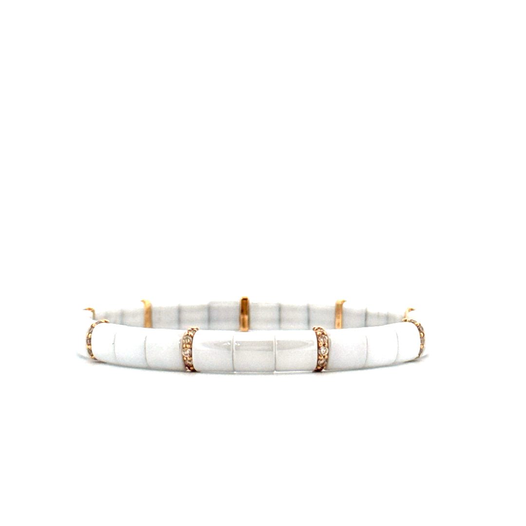 Demeglio Pura White Polished Ceramic & Brown Diamonds Bracelet - Aurum Jewels