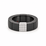 Demeglio Scacco Ring in Black Polished Ceramic with Diamonds - Aurum Jewels