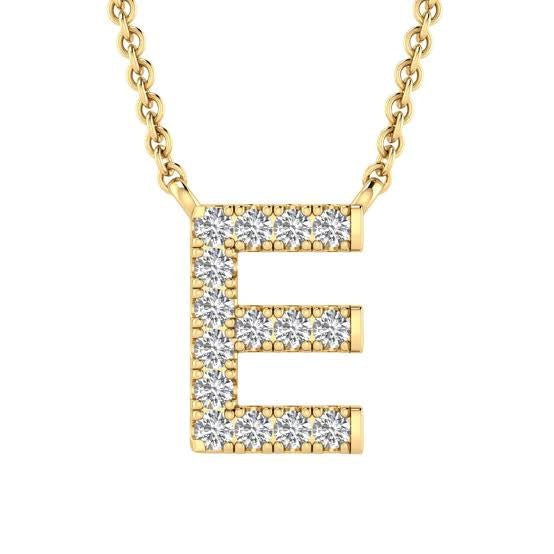 Diamond Initial ‘E’ Necklace in Yellow Gold - Aurum Jewels
