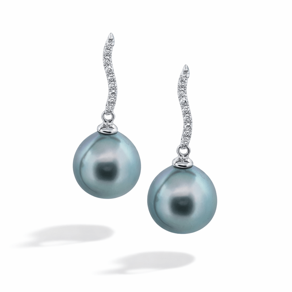 Diamond & Tahitian Pearl Drop Earrings - Aurum Jewels