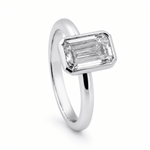 Emerald Cut Bezel Set Solitaire Diamond Ring - Aurum Jewels