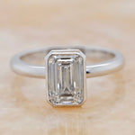 Emerald Cut Bezel Set Solitaire Diamond Ring - Aurum Jewels