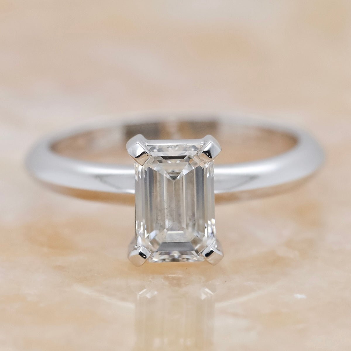 Emerald Cut Diamond Solitaire Engagement Ring - Aurum Jewels