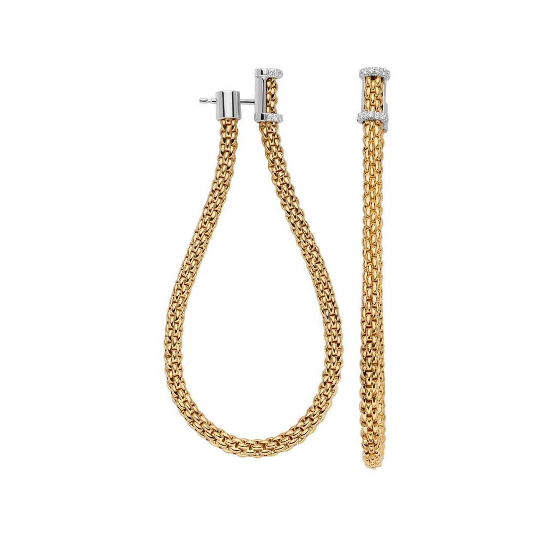Flex’It Earrings in Gold with Pave Diamonds - Aurum Jewels