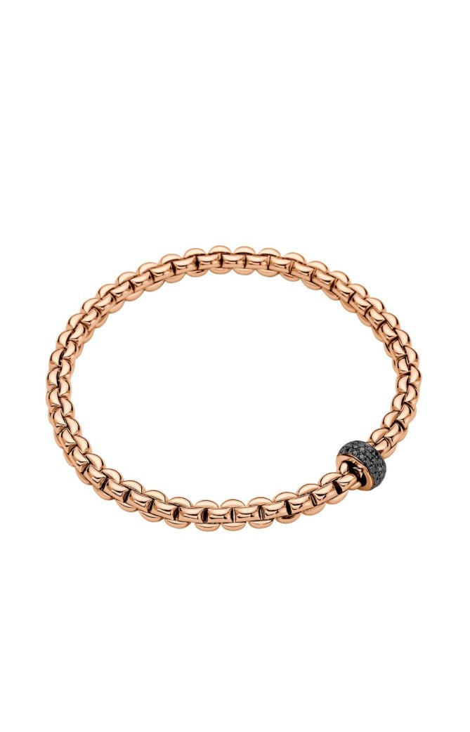 FOPE Flex'It Eka Rose Gold Bracelet with Black Diamonds - Aurum Jewels