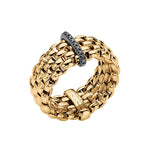 FOPE Flex'It Panorama Gold Ring with Black Diamonds - Aurum Jewels