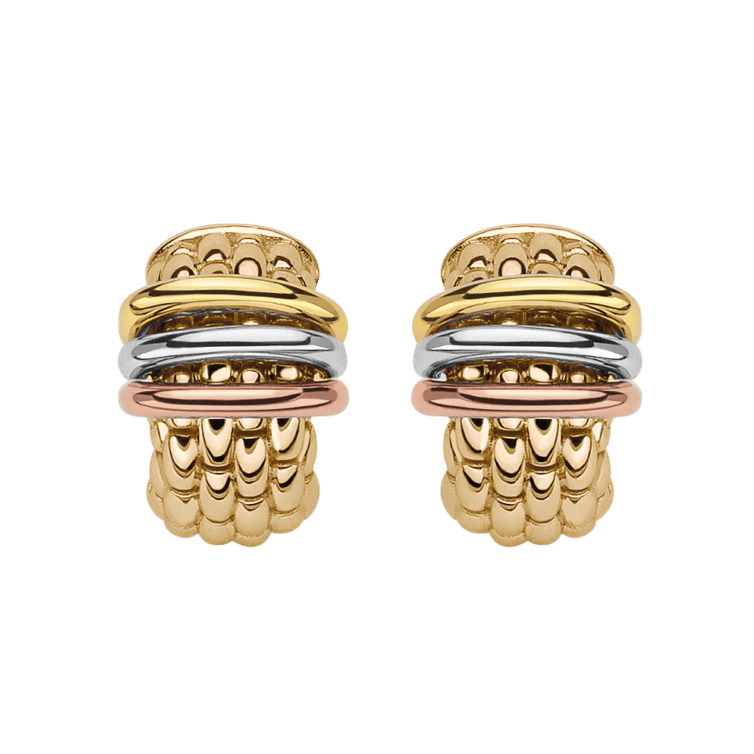 FOPE Panorama Semi Hoop Earrings with Three Tone Gold - Aurum Jewels