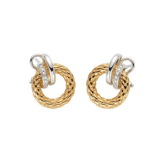 FOPE Solo 18ct Yellow & White Gold Earrings with Diamonds - Aurum Jewels