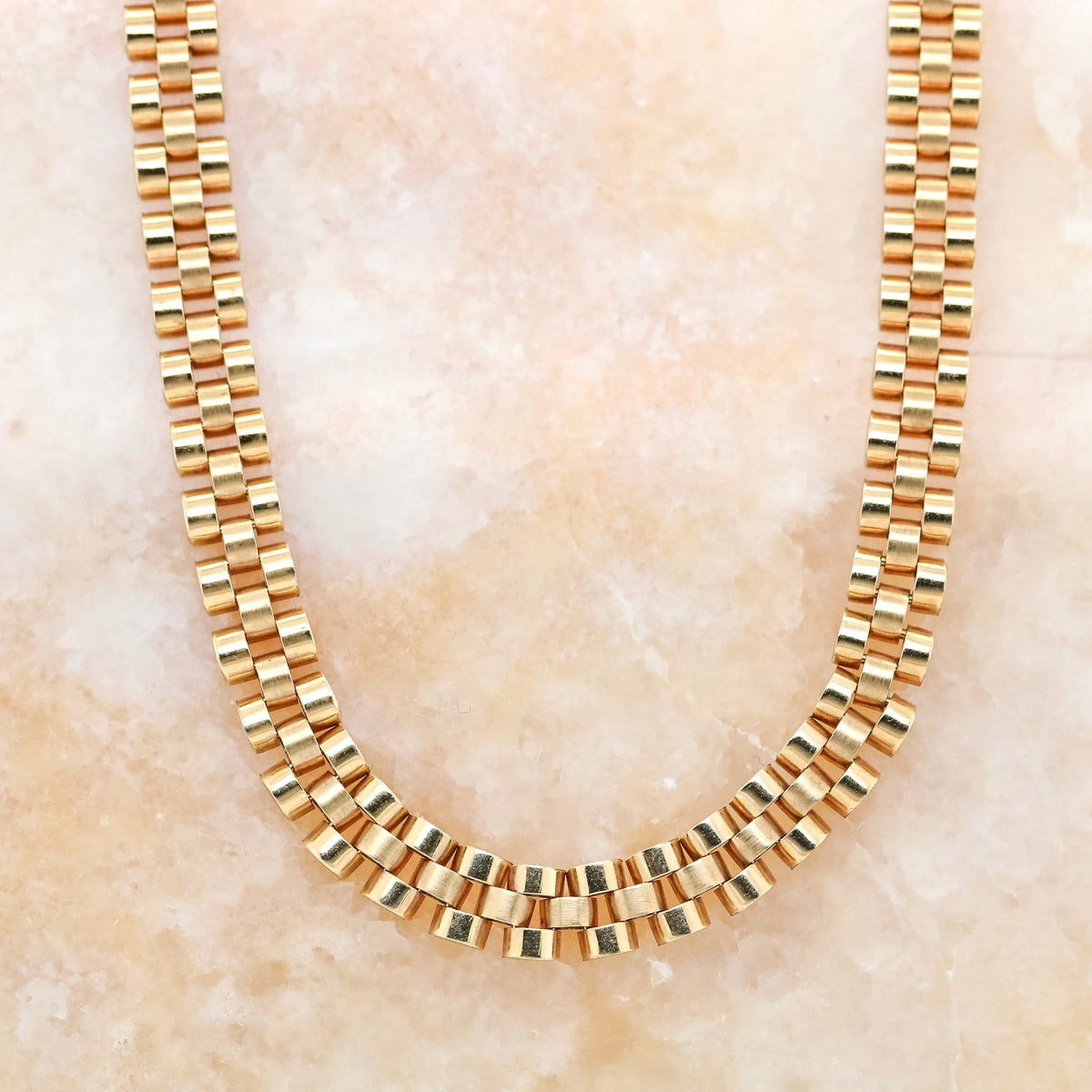 Gold Flat Link Necklace - Aurum Jewels