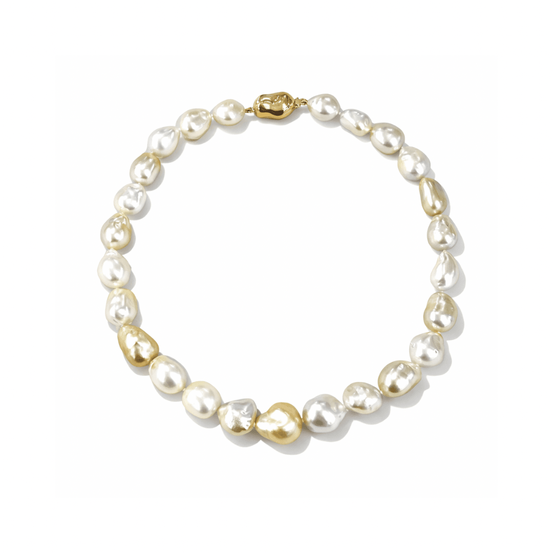 Gold & White Baroque South Sea Pearl Strand - Aurum Jewels