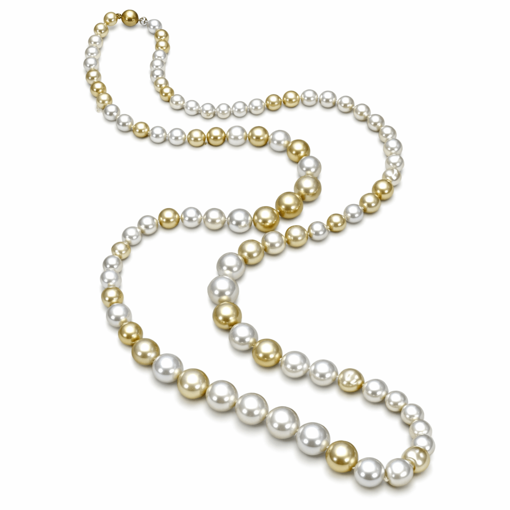 Gold & White South Sea Pearl Strand 7mm - 14mm - Aurum Jewels