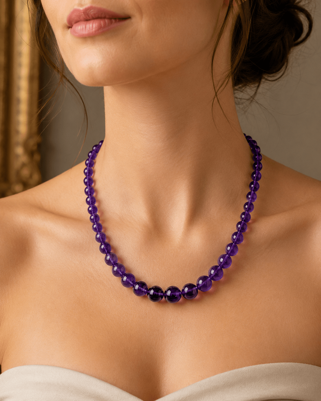 Graduated Amethyst Bead Necklace - Aurum Jewels