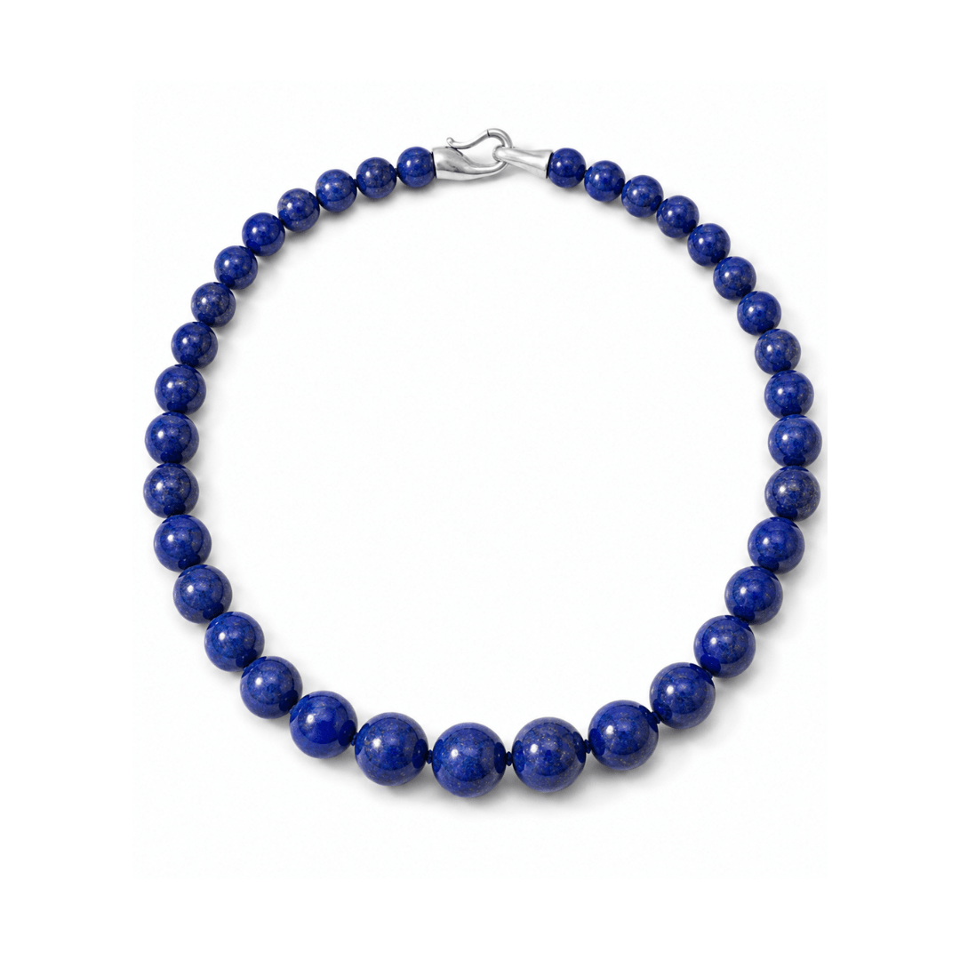 Graduated Lapis Lazuli Bead Strand Necklace - Aurum Jewels