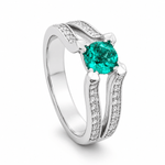 Green Beryl & Diamond Ring in White Gold - Aurum Jewels