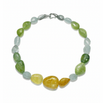 Green & Gold Prehnite & Aquamarine Gemstone Pebbles Necklace - Aurum Jewels