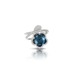 Je T’Aime Ring in 18ct White Gold with London Blue Topaz and Diamonds. - Aurum Jewels