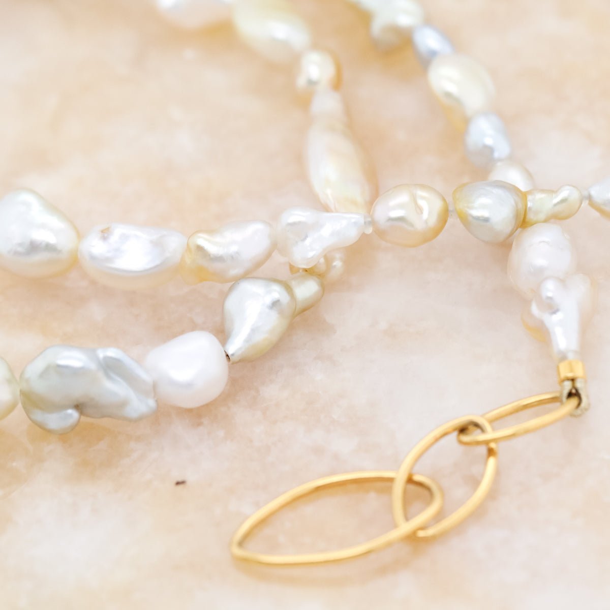 Keshi Pearl Necklace with Gold Clasp - Aurum Jewels