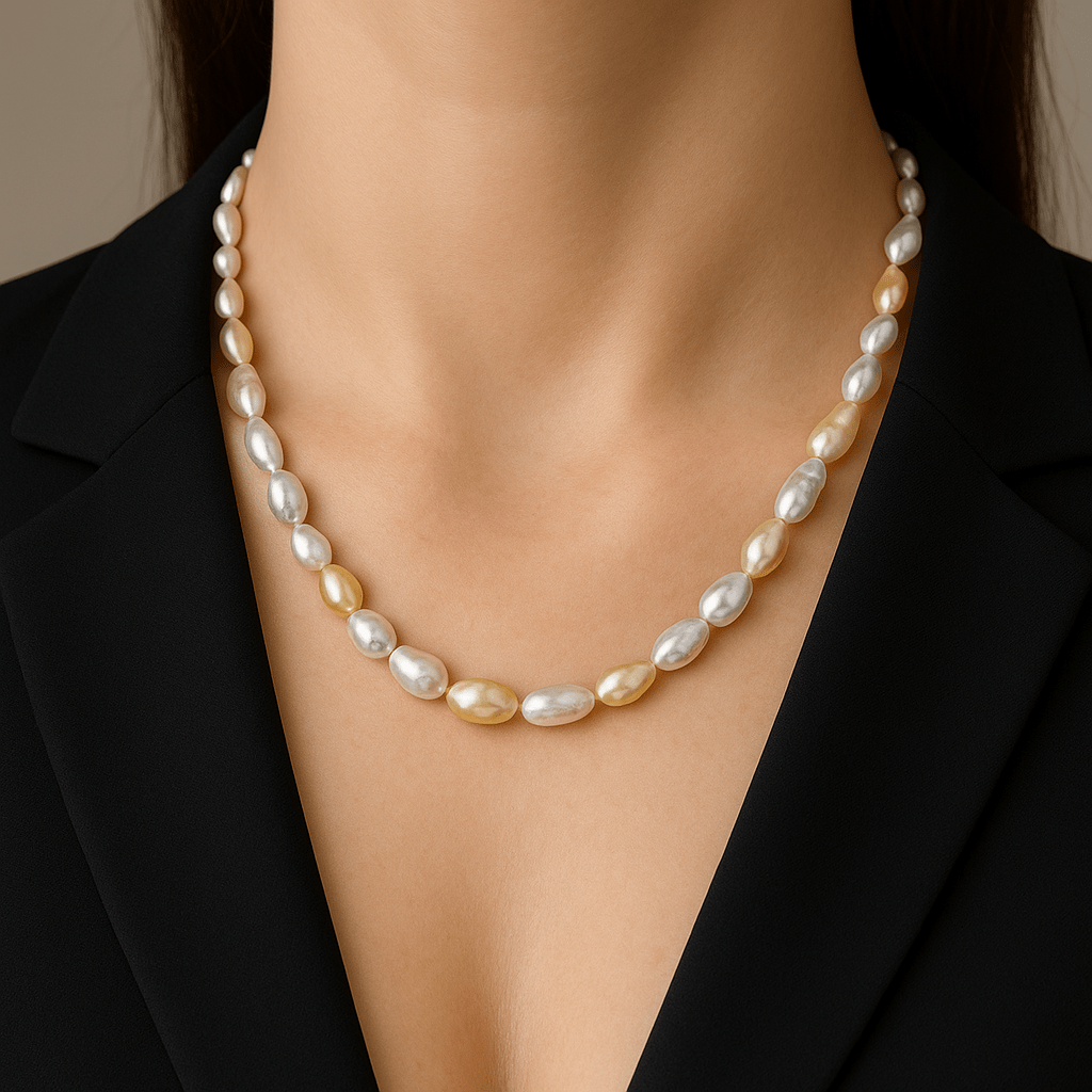 Keshi Pearl Necklace with Gold Clasp - Aurum Jewels