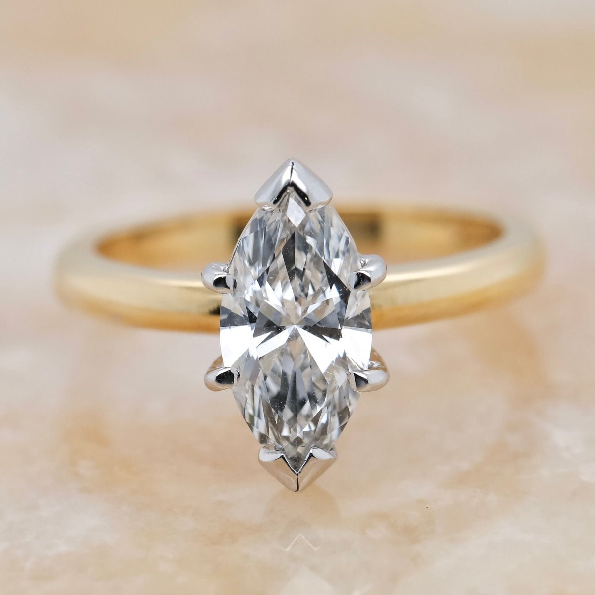 Marquise Cut Diamond Solitaire Engagement Ring - Aurum Jewels
