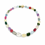 Multi Coloured Gemstone Beads Necklace - Aurum Jewels