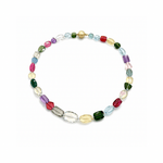 Multi Coloured Gemstone Beads Necklace - Aurum Jewels