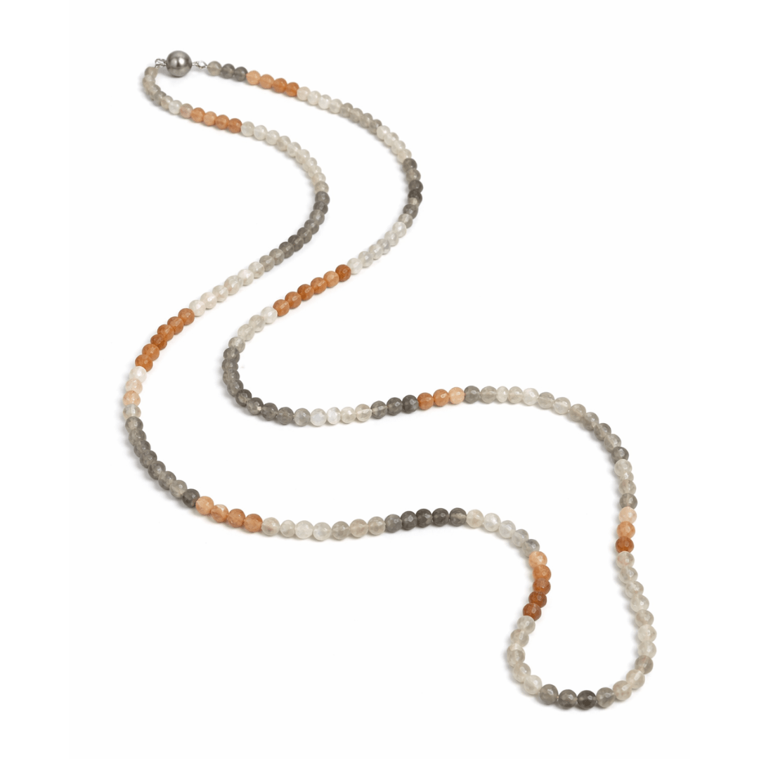 Multi Coloured Moonstone Gemstone Beads Necklace - Aurum Jewels