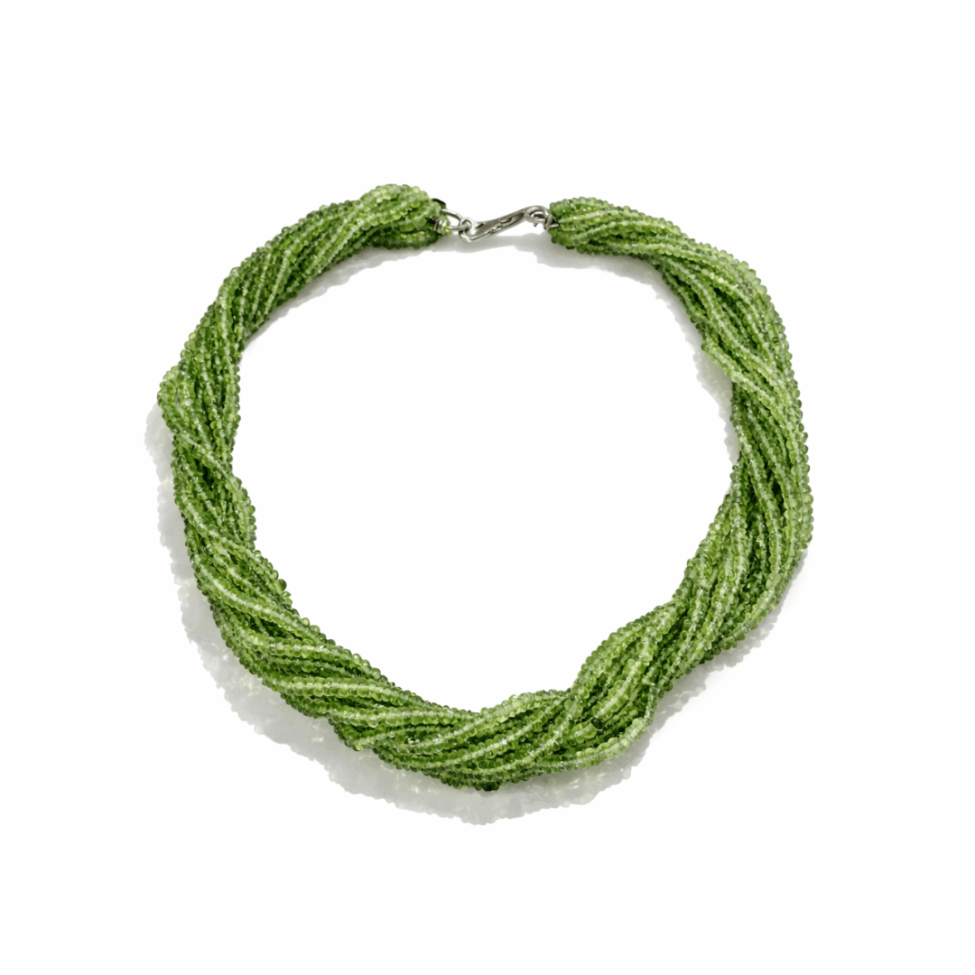 Multi - strand Green Apatite Gemstone Bead Necklace - Aurum Jewels