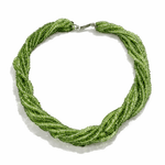 Multi - strand Green Apatite Gemstone Bead Necklace - Aurum Jewels