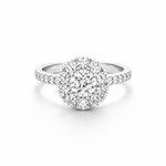 Natural Round Brilliant Cut Diamond Cluster Engagement Ring - Aurum Jewels