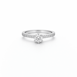 Natural Round Brilliant Cut Diamond Engagement Ring with Diamond Band - 0.96ct - Aurum Jewels
