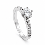 Natural Round Brilliant Cut Diamond Engagement Ring with Diamond Band - 0.96ct - Aurum Jewels