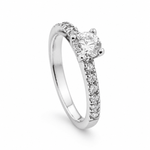 Natural Round Brilliant Cut Diamond Engagement Ring with Diamond Band - Aurum Jewels