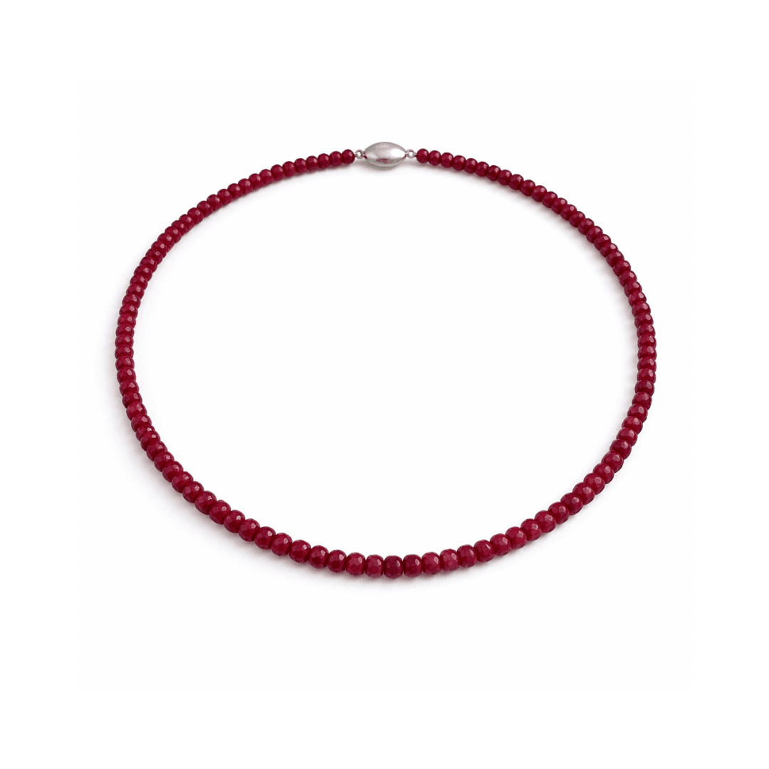 Natural Ruby Gemstone Beads Necklace - 53cm - Aurum Jewels
