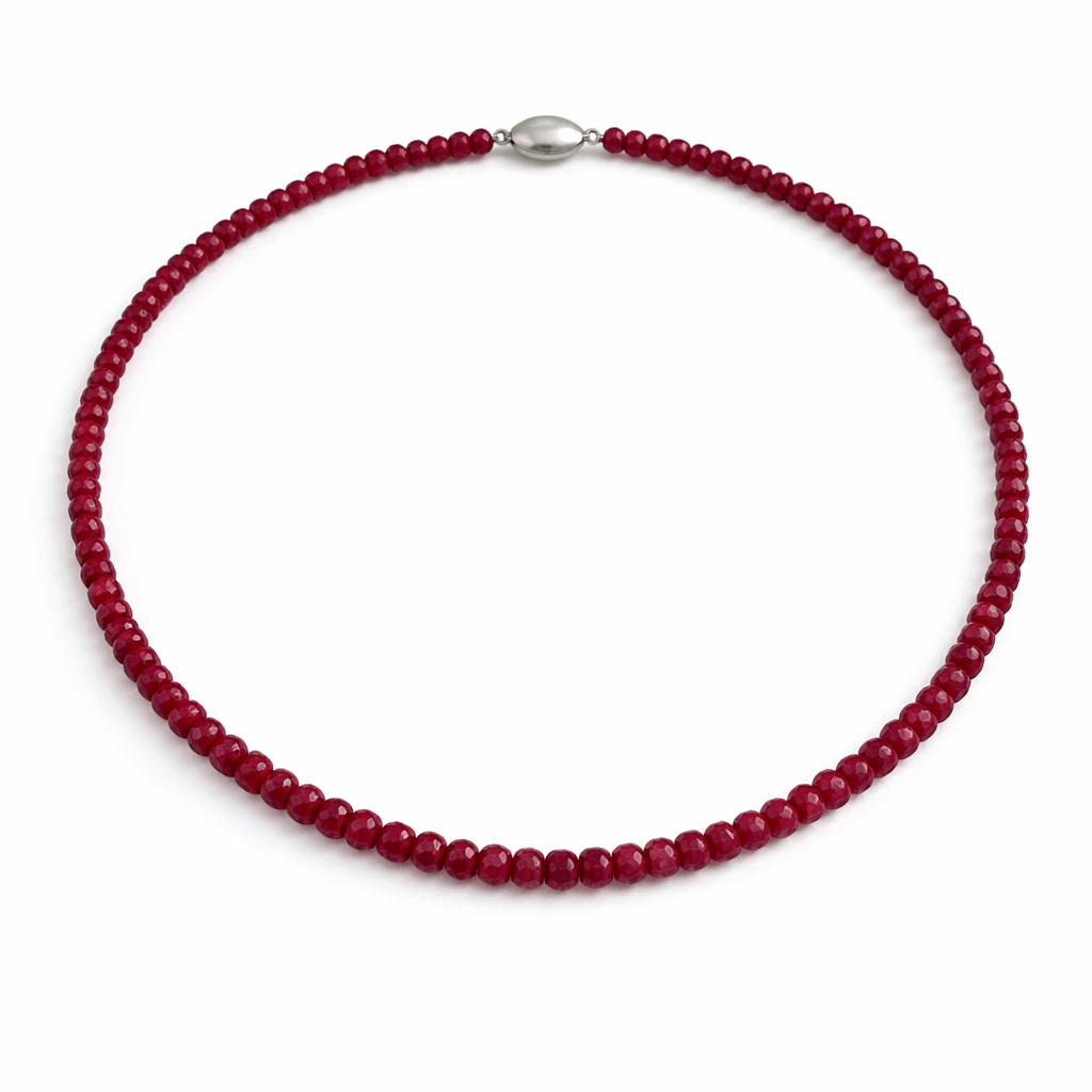Natural Ruby Gemstone Beads Necklace - 53cm - Aurum Jewels