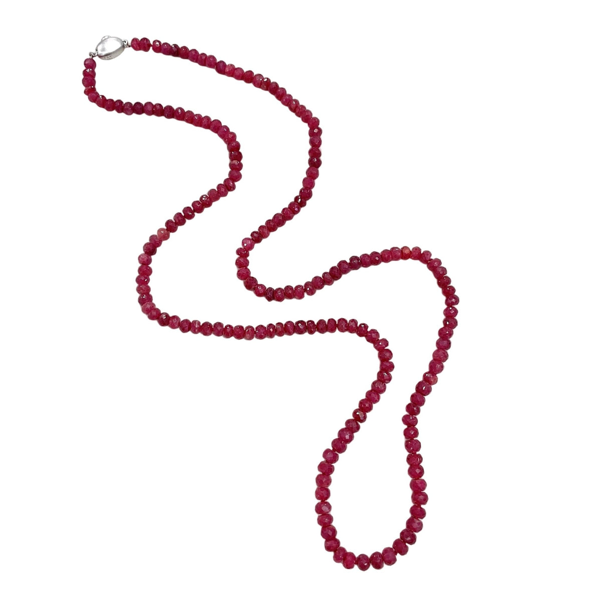 Natural Ruby Gemstone Beads Necklace - 72cm - Aurum Jewels