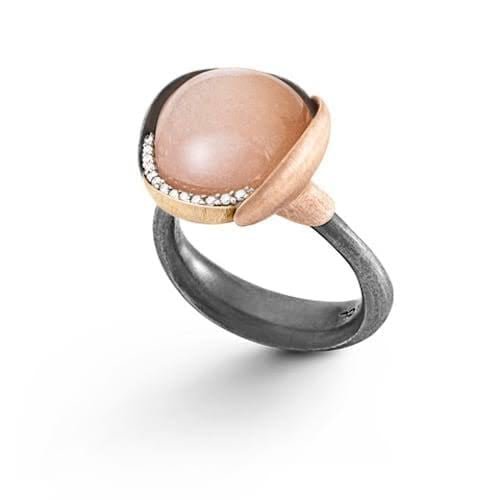Ole Lynggaard Blush Moonstone, Silver & Diamond Lotus Ring - Aurum Jewels