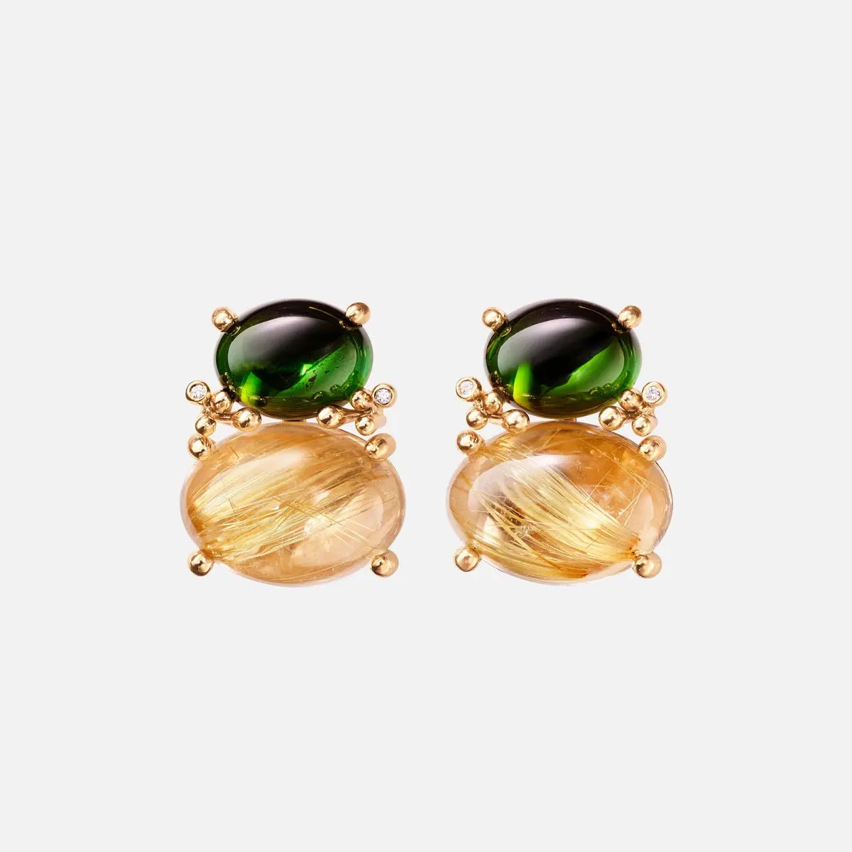 Ole Lynggaard Boho Earrings with Tourmaline & Rutile Quartz - Aurum Jewels