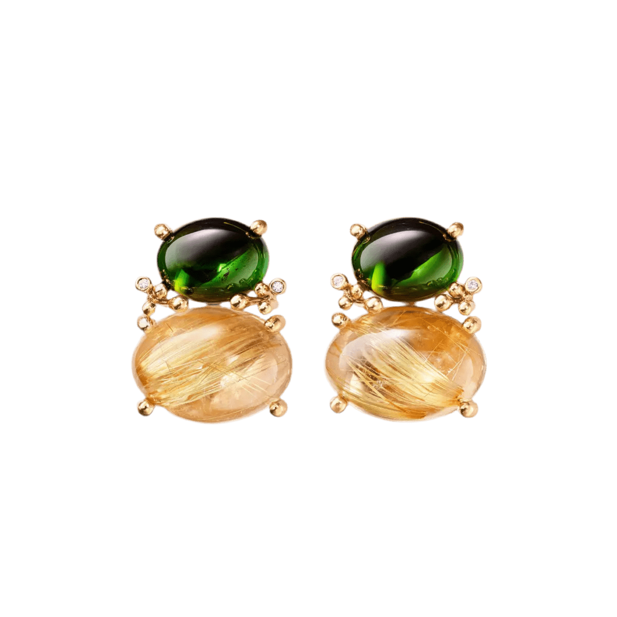 Ole Lynggaard Boho Earrings with Tourmaline & Rutile Quartz - Aurum Jewels
