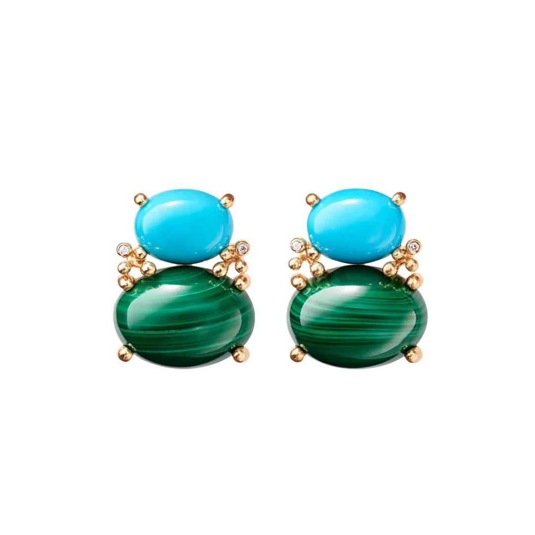 Ole Lynggaard Boho Earrings with Turquoise & Malachite - Aurum Jewels