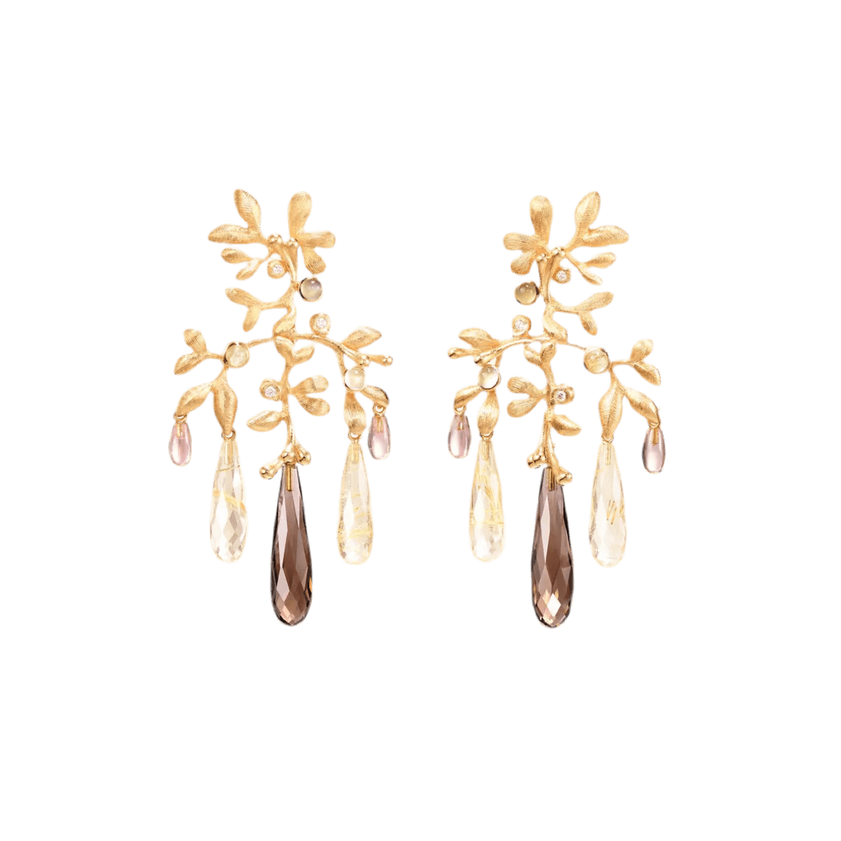 Ole Lynggaard Gipsy Earrings with Quartz, Tourmaline & Moonstones - Aurum Jewels