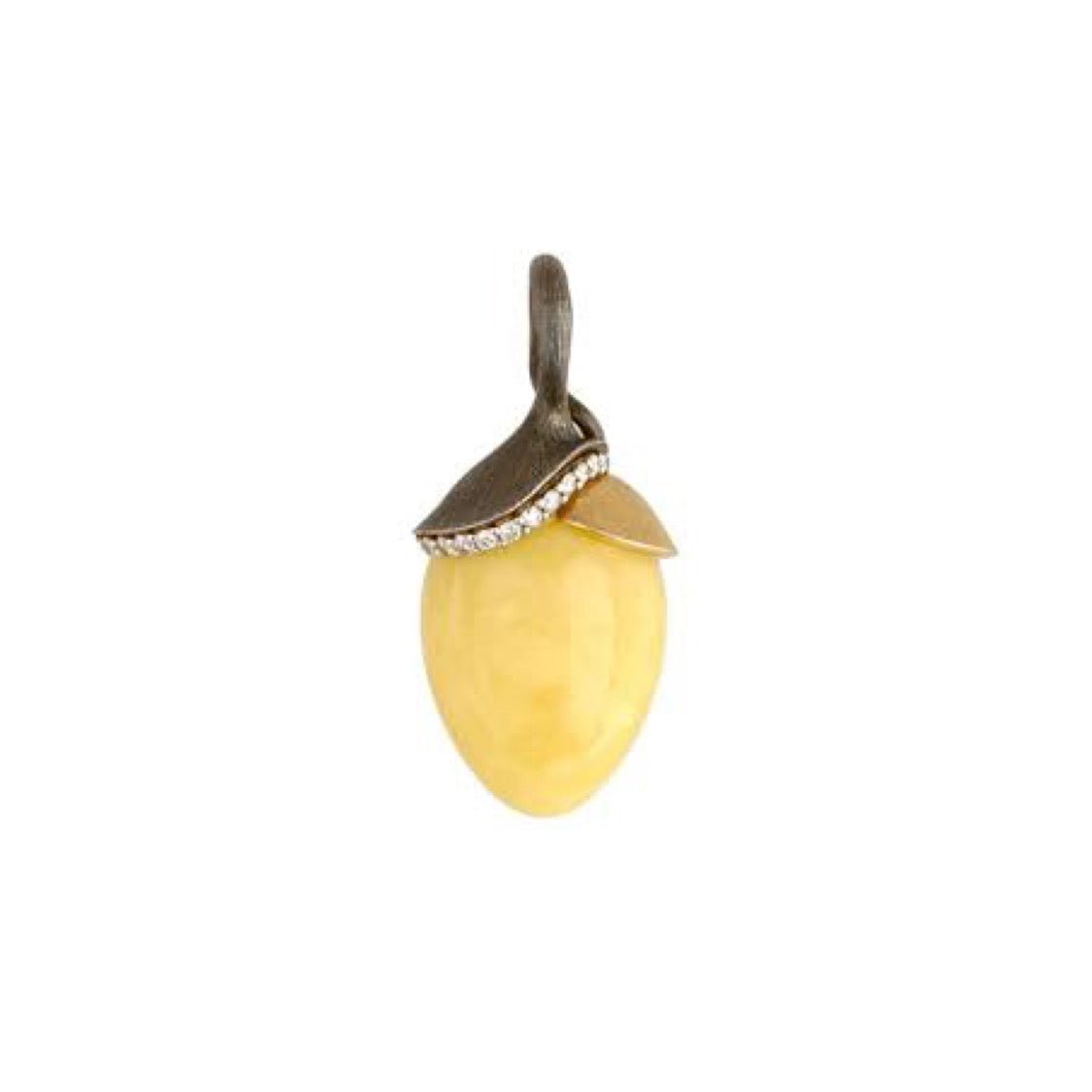 Ole Lynggaard Large Silver, Gold, Amber & Diamond Lotus Pendant - Aurum Jewels