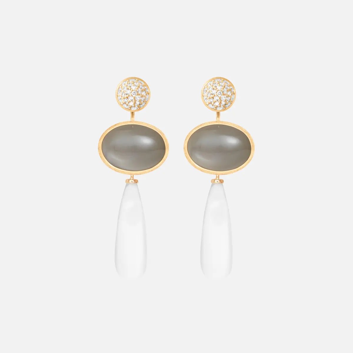 Ole Lynggaard Lotus Earrings with Pave Diamonds - Aurum Jewels