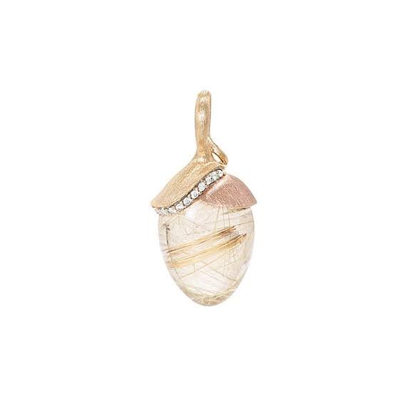 Ole Lynggaard Lotus Pendant with Rutile Quartz & Diamonds - Aurum Jewels
