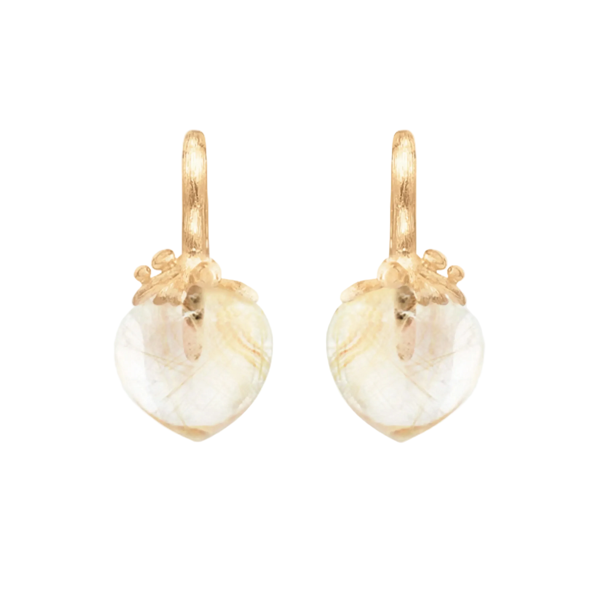 Ole Lynggaard Rutile Quartz Cabochon Dew Drop Earrings - Aurum Jewels