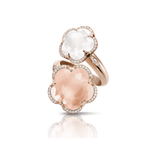Pasquale Bruni Bon Ton Contrarié Ring in 18k Rose Gold with Rose Quartz, Milky Quartz and Diamonds - Aurum Jewels