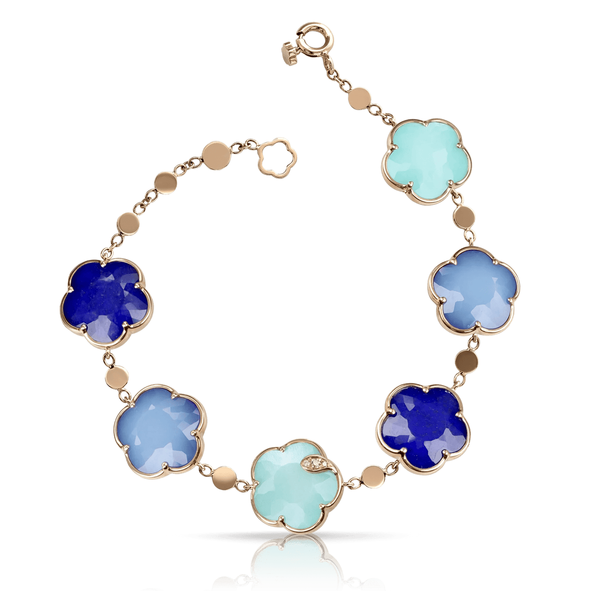 Pasquale Bruni Petit Joli Bracelet in 18k Rose Gold with Blue gems & Diamonds - Aurum Jewels