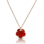 Pasquale Bruni Petit Joli Necklace in 18k Rose Gold with Red Carnelian, White & Champagne Diamonds - Aurum Jewels