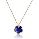 Pasquale Bruni Petit Joli Necklace in 18k Rose Gold with Rock Crystal & Lapis Lazuli Doublet Gem, White & Champagne Diamonds - Aurum Jewels