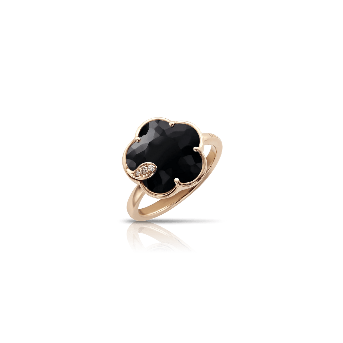 Pasquale Bruni Petit Joli Ring in 18k Rose Gold with Onyx, White & Champagne Diamonds - Aurum Jewels