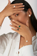 Pasquale Bruni Petit Joli Ring in 18k Rose Gold with White Agate, White & Champagne Diamonds - Aurum Jewels